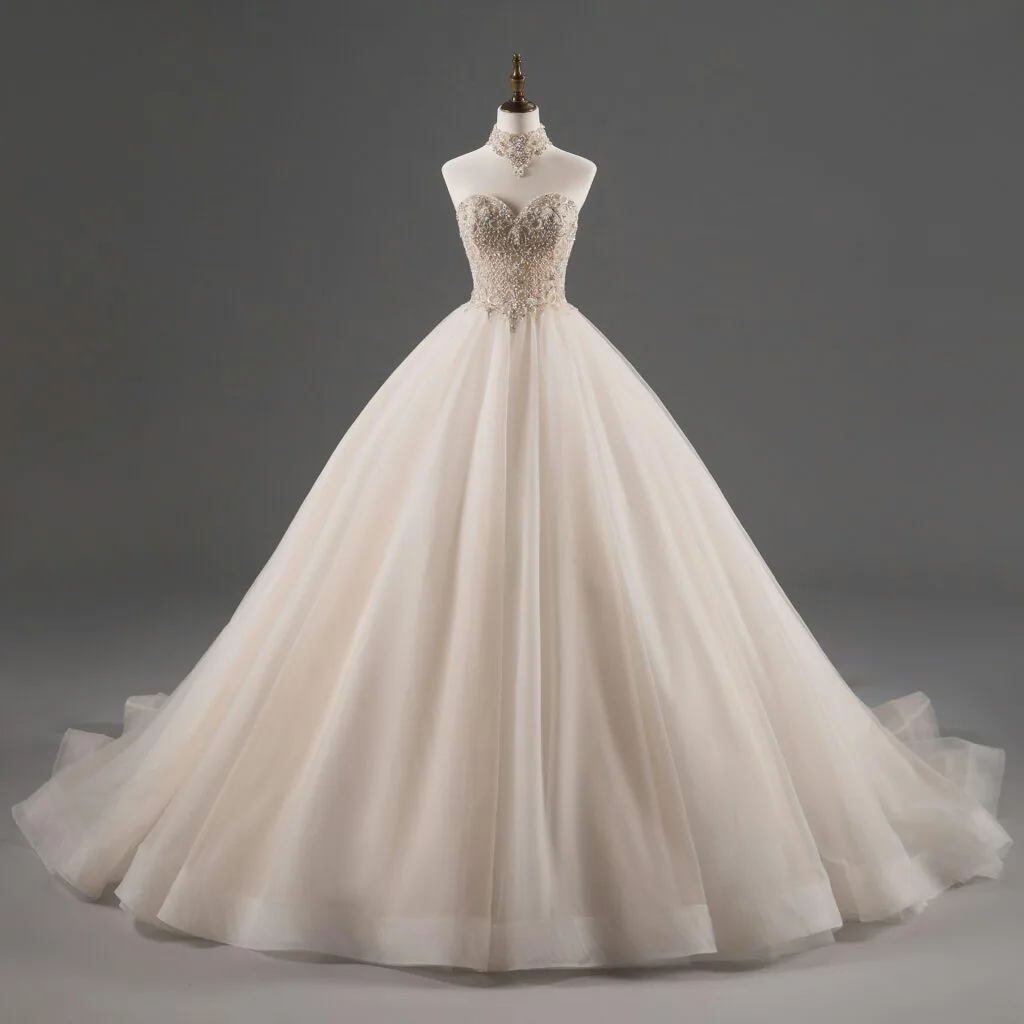 Weißes Brautkleid mit Spitze
